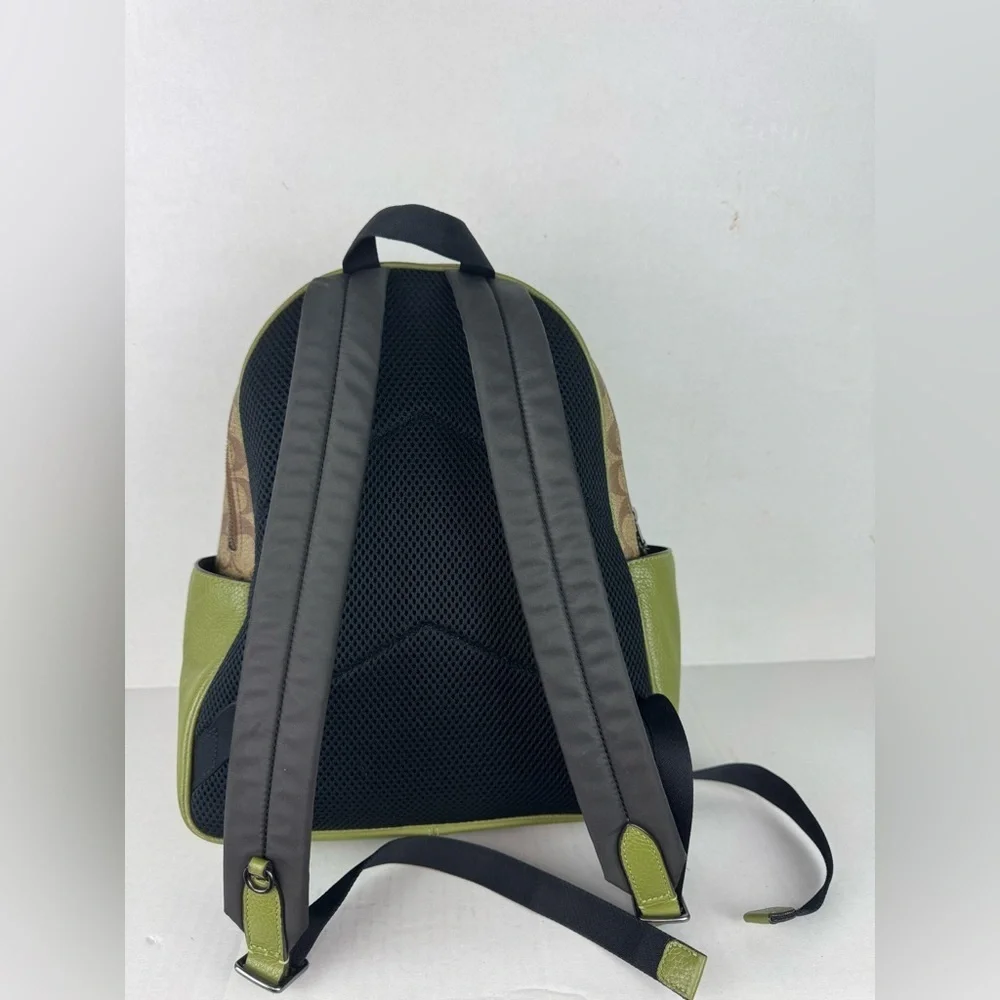 Coach Tan and Green Monogram Backpack